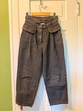 High-Waist Dark Gray /Black Denim Pants